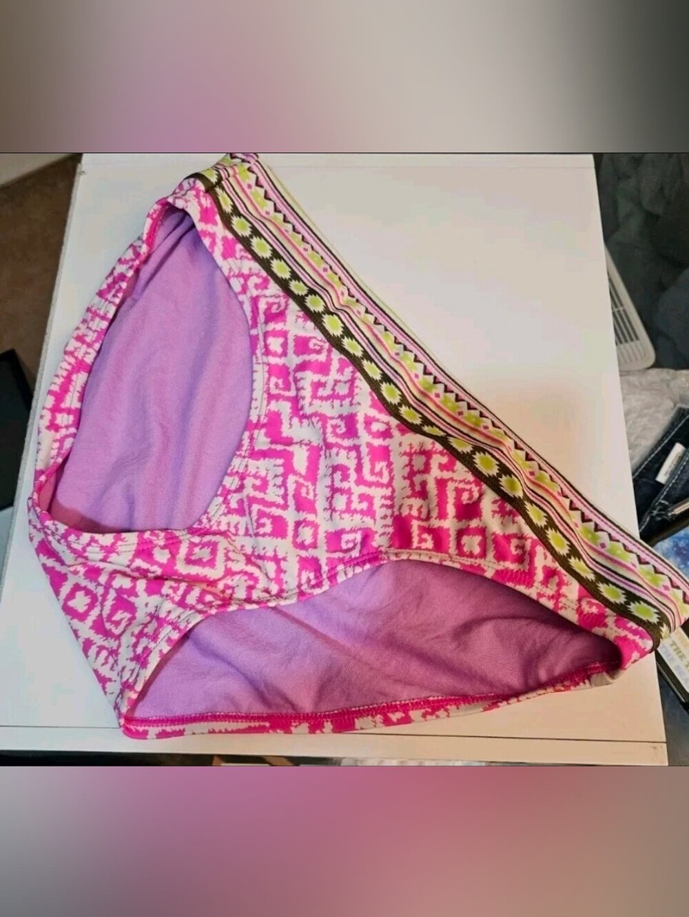 Athleta Swim Aztec Pink Mid Rise Full Coverage Bottom -  Size Medium